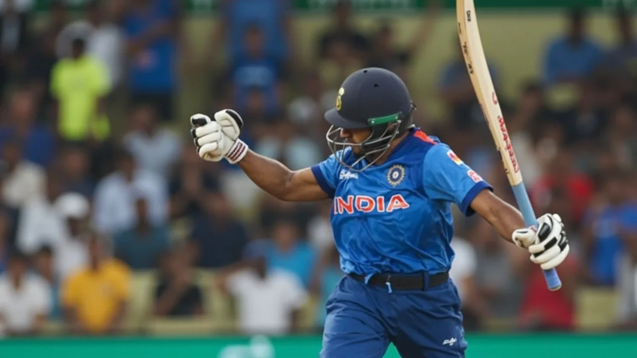 Cricket fielding layout with a tight ring of fielders inside the circle, captain signalling to a bowler at the top of the mark